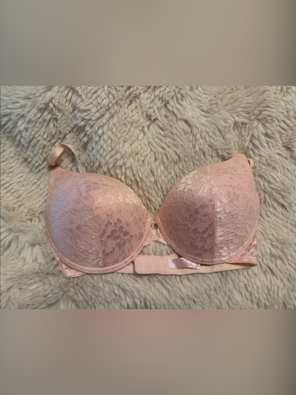 Delicate Lace Light Pink Padded Bra